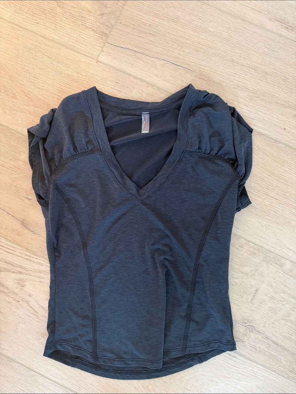 FP Movement by Free People Charcoal V-Neck Short Sleeve Tee